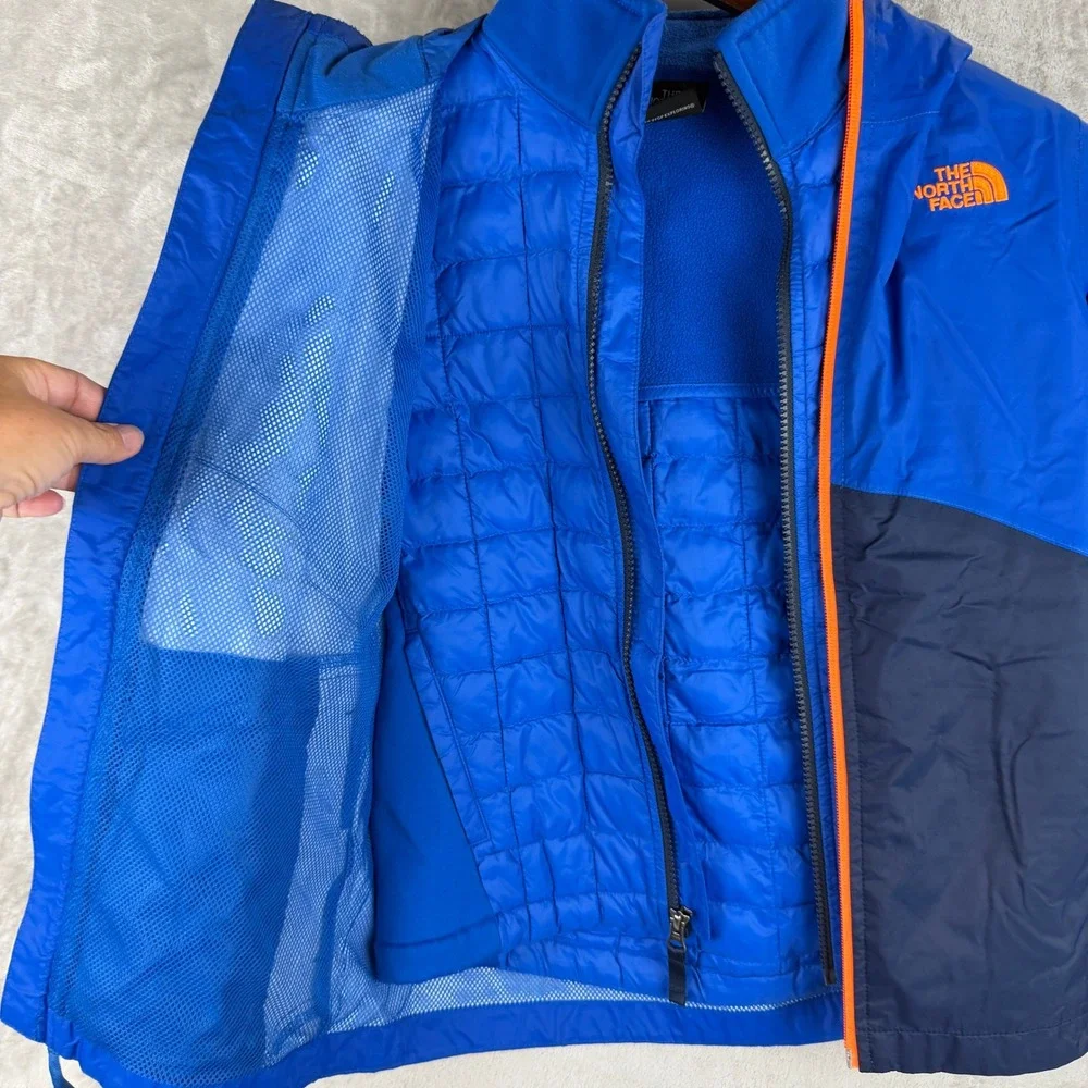 The North Face Boys Triclimate 3-in-1 Jacket Blue Navy Orange Size S 7/8 DryVent
